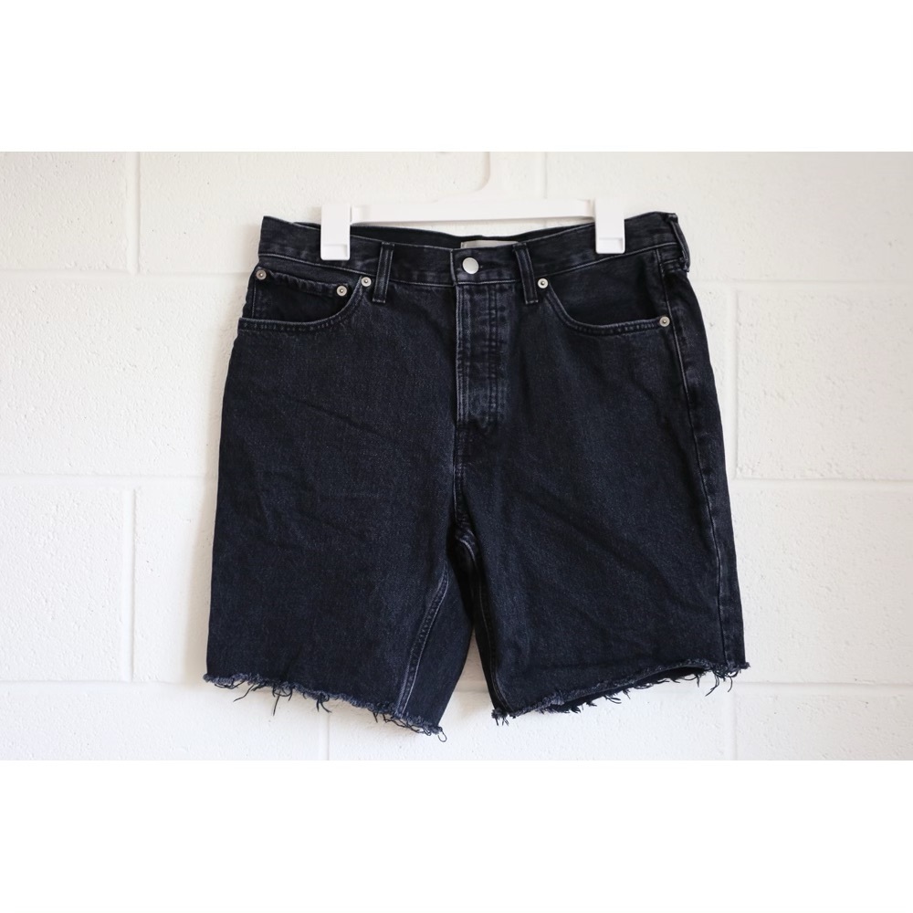 Everlane Organic Jean Cotton Denim Cut Off Black Shorts Size 32